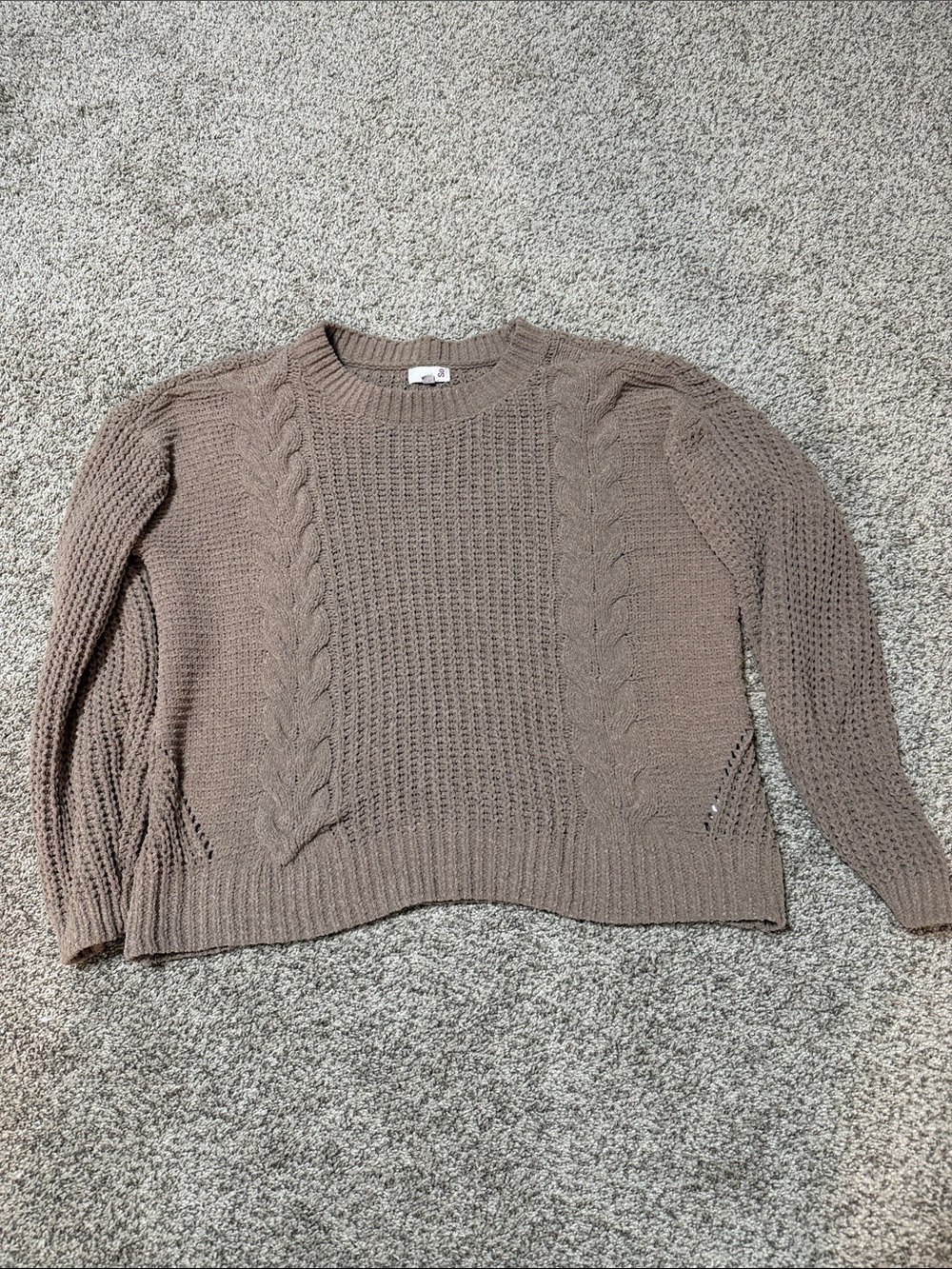 Taupe Cable Knit Sweater - Women